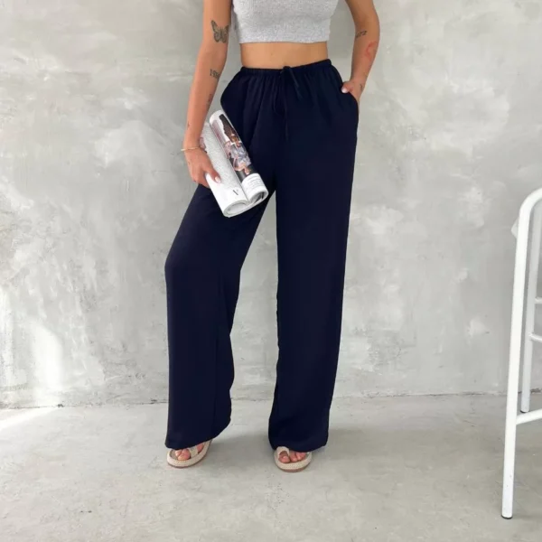 Ayrobin Oversize Kadın Pantalon - Lacivert