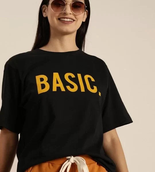 Baskılı Kadın T-shirt - Siyah
