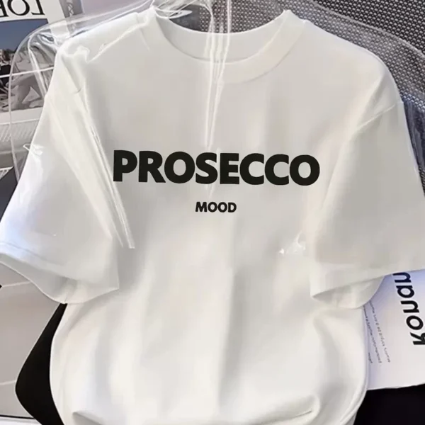 20/1 Penye Compack Baskılı Oversize Kısa Kol Bisiklet Yaka T-shirt - Beyaz