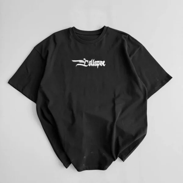 20/1 Penye Compack Unisex Baskılı Oversize Bisiklet Yaka Kısa Kol Yazlık T-shirt - Siyah