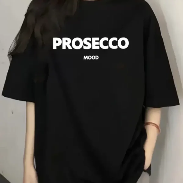 20/1 Penye Compack Baskılı Oversize Kısa Kol Bisiklet Yaka T-shirt - Siyah
