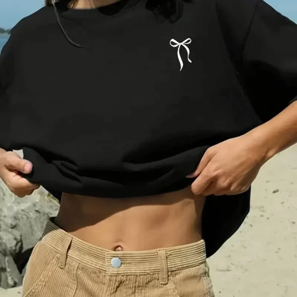 fiyonk Ön Arka baskılı siyah oversize unisex Kısa Kol t-shirt- Siyah