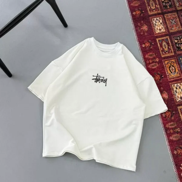 Erkek Baskılı Oversize T-shirt - Beyaz