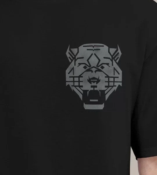 Erkek Baskılı Oversize T-shirt - Siyah