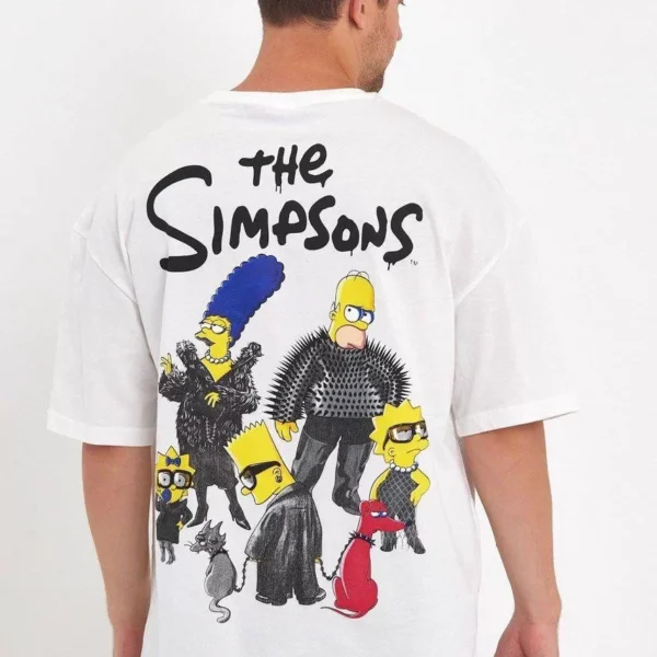 Erkek Sırt Baskılı Bisiklet Yaka Oversize T-shirt - Beyaz