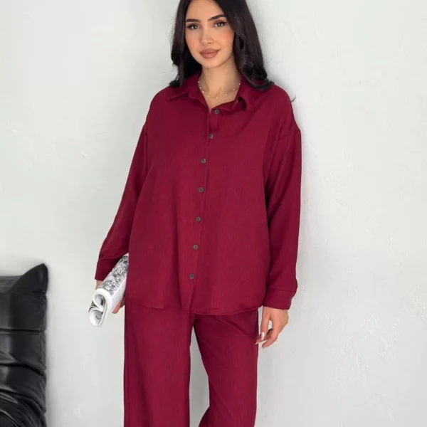 Gömlek Pantolon ikili Takım - Bordo