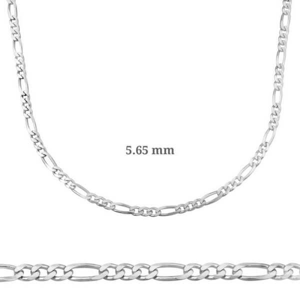 5.65 mm Gümüş Figaro Zincir - 160 mikron