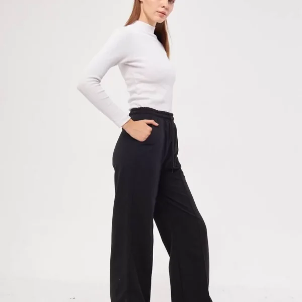 İki iplik Bol Paça Eşofman Pantalon - Siyah