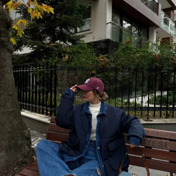 Jeans Detaylı Cıtcıtlı CEKET - Lacivert
