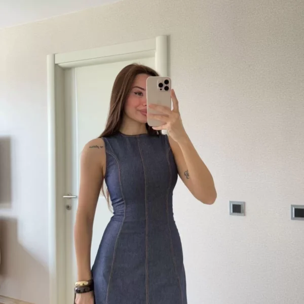 Jeans Kot Uzun Elbise - Lacivert