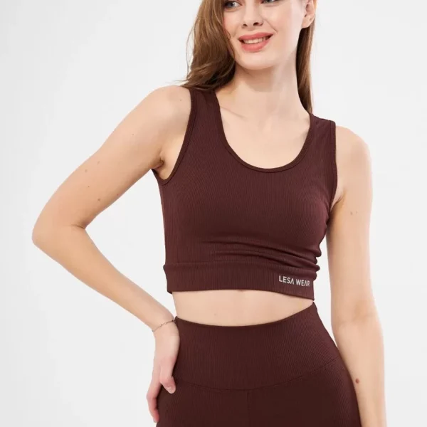 Kadın Fitilli Baskılı Crop - Bordo