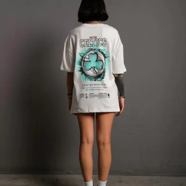 Kadın Sırt Baskılı T-shirt - Beyaz