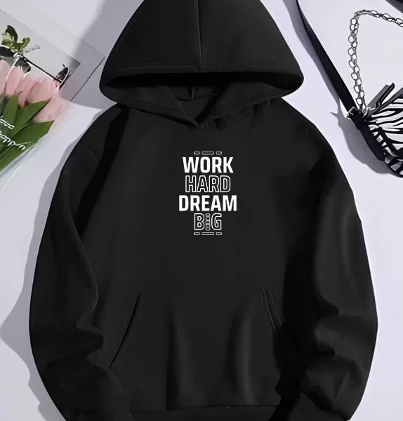Kışlık Üç İplik Kapüşonlu SweatShirt - Siyah