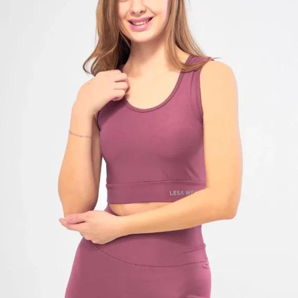 Kolsuz Sporcu Baskılı Crop - Pembe