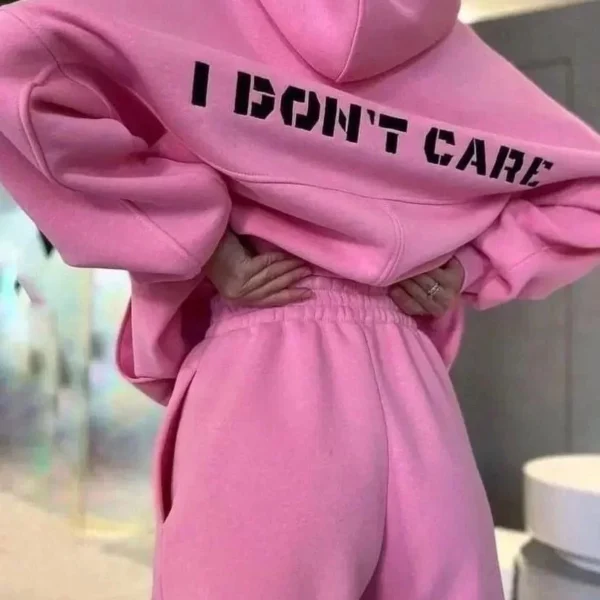 Nakış İşlemeli Üç İplik Sweat Takım- Pembe