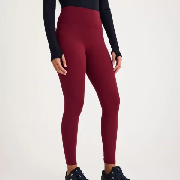 Nonofit Yüksek bel Düz Sporcu Tayt - Bordo