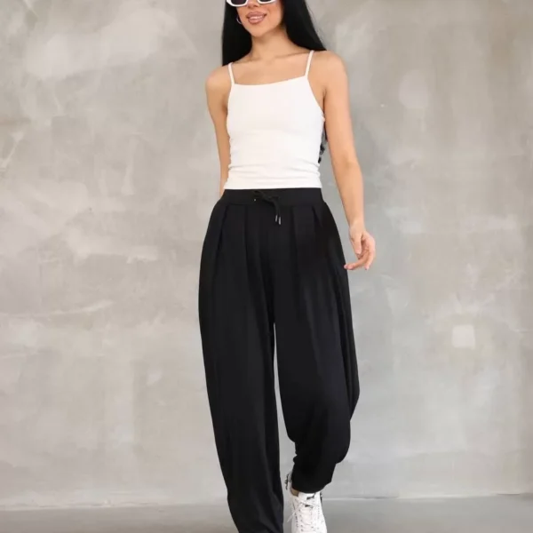 Osy Modal Yumuşak Dokulu Kumaş Şalvar Pantalon - Siyah