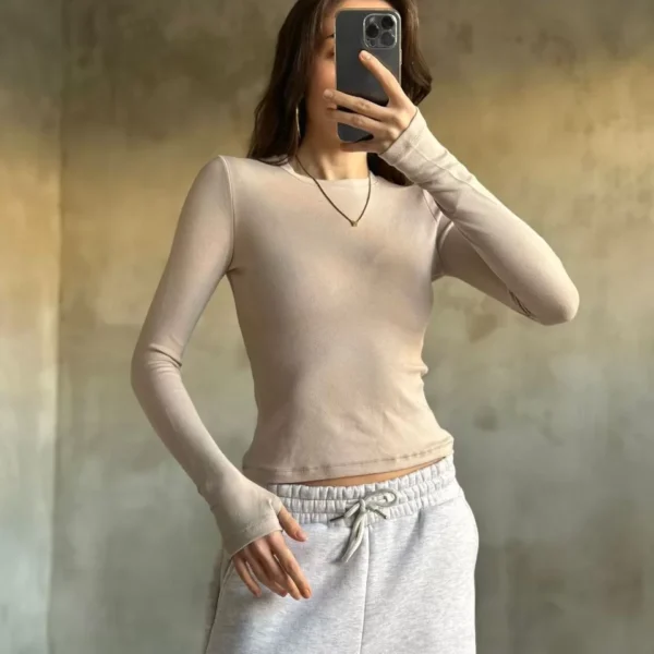 Parmak Geçmeli Buzi Body - Bej