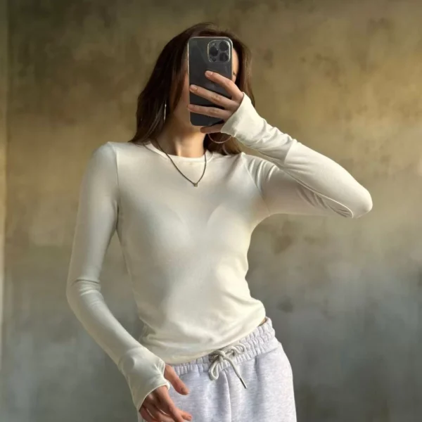 Parmak Geçmeli Buzi Body - Beyaz