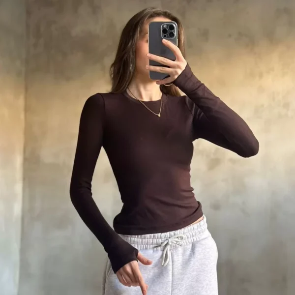 Parmak Geçmeli Buzi Body - Kahve