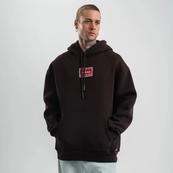 Double Oversize Kapşonlu Dijital Patchli SweatShirt - Kahve
