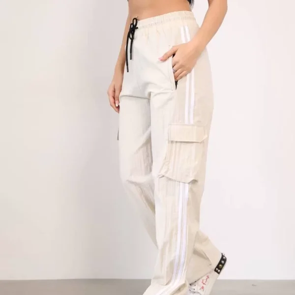 Paraşüt Kumaş Kargo Ceplı Baggy Eşofman - Bej