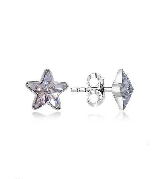 Swarovski Crystal Taşlı Gümüş Yıldız Çivili Kadın Küpe