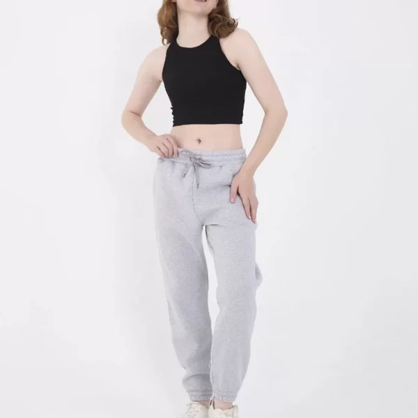 Üç İplik Basic Lastikli Eşofman Pantolon - Gri
