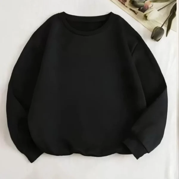 Unisex Üç İplik Biskilet Yaka SweatShirt - Siyah