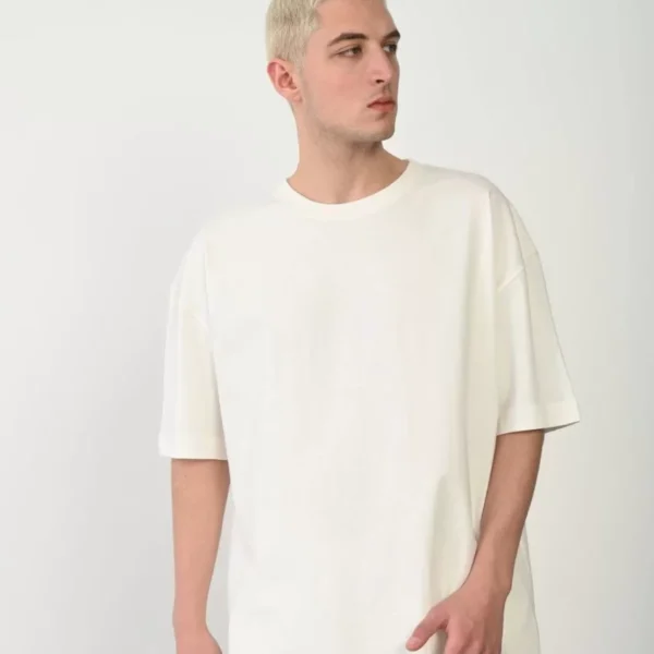 Unisex Basic Bisiklet Yaka Oversize T-Shirt - Beyaz
