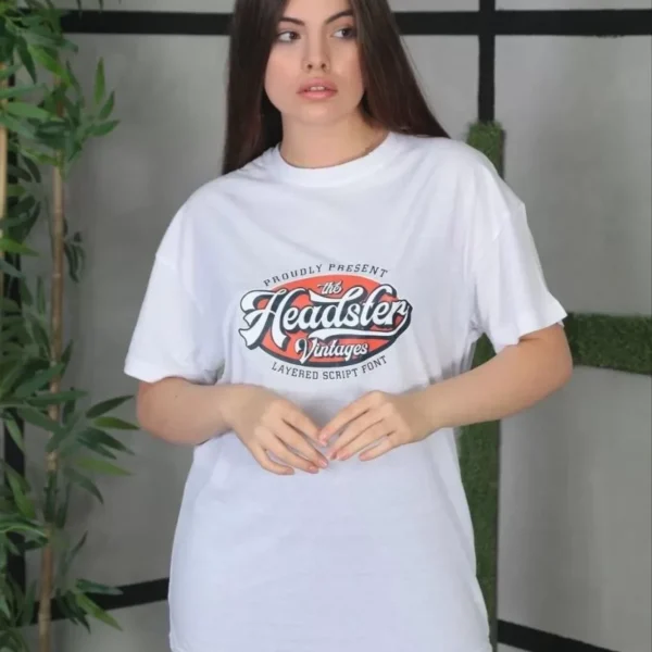 Unisex Baskılı Oversize T-Shirt - Beyaz