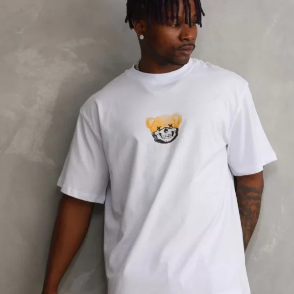 Unisex Baskılı Oversize T-Shirt - Beyaz