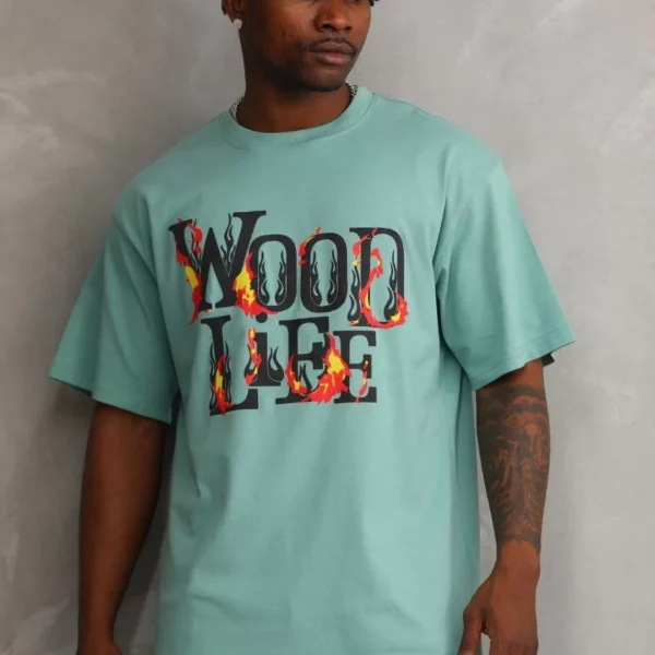 Unisex Baskılı Oversize T-Shirt - Mint Yeşili