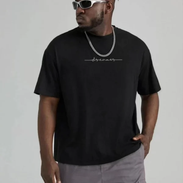 Unisex Baskılı Oversize T-Shirt - Siyah