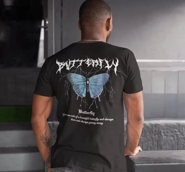 Erkek Bisiklet Yaka Baskılı Oversize T-Shirt - Siyah