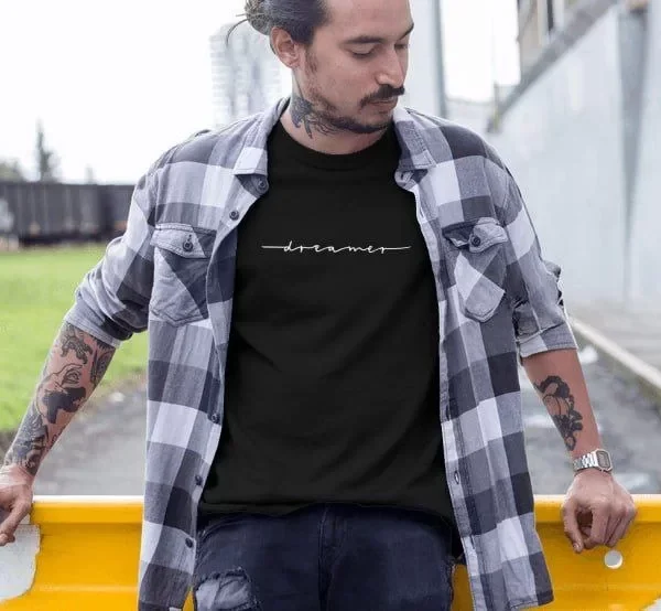 Erkek Bisiklet Yaka Baskılı Oversize T-Shirt - Siyah