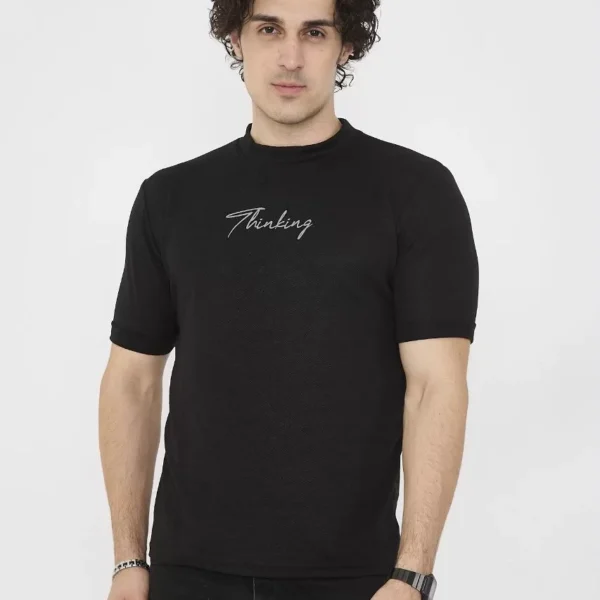 Unisex Bisiklet Yaka Slim fit T-Shirt- Siyah