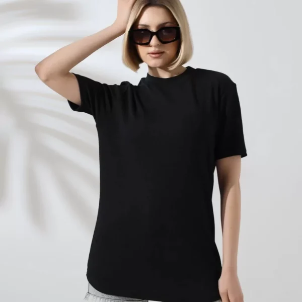 Unisex Bisiklet Yaka Slim Fit T-Shirt - Siyah