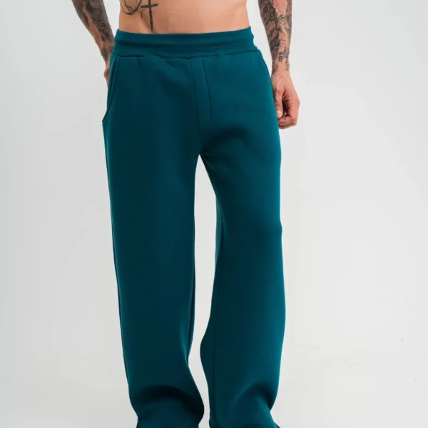Unisex Boru Paça Baggy Eşofman Pantolon - Koyu Deniz Yeşili