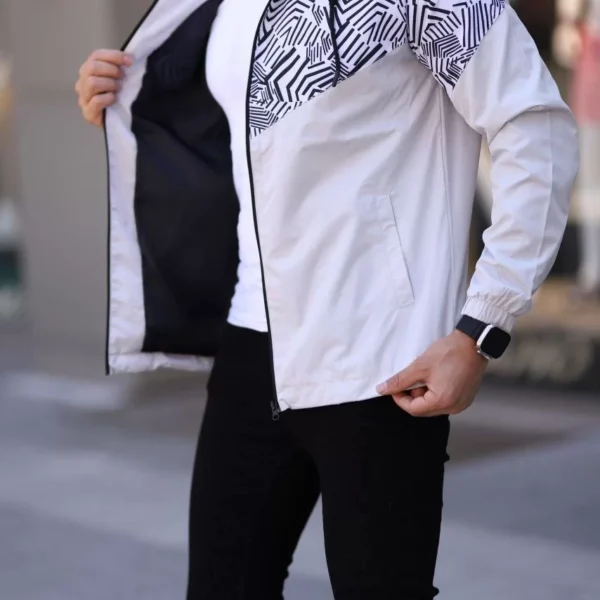 Unisex Kapüşonlu İçi Astarlı Yağmurluk - Beyaz