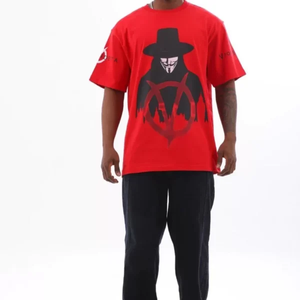 Unisex Oversize Baskılı Bisiklet Yaka T-Shirt - Kırmızı