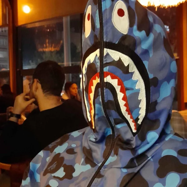 Unisex Pubg Bape x Shark Hoodie - Mavi