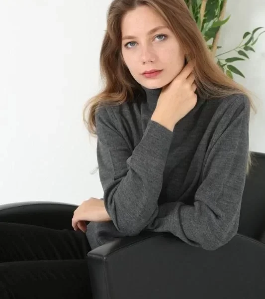 Unisex Tam Boğazlı Balıkçı Yaka Dokuma Triko - Füme