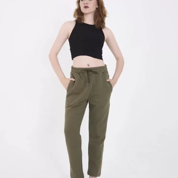 Unisex Üç İplik Basic Eşofman Pantolon - Hakİ